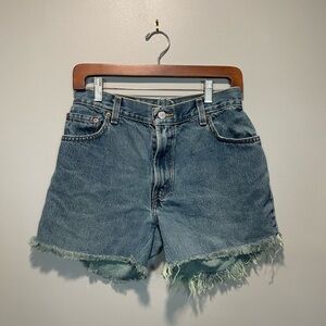 Nasty Gal Blue Frayed Jean Shorts